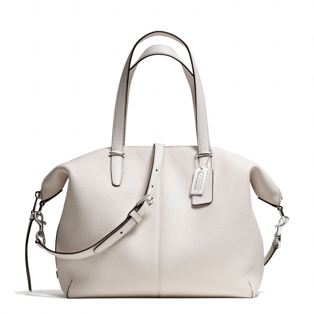 COACH BLEECKER PEBBLED LEATHER COOPER SATCHEL - SILVER/PARCHMENT - F27930