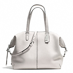 COACH BLEECKER STITCHED PEBBLED LEATHER LARGE COOPER SATCHEL - SILVER/PARCHMENT - F27948