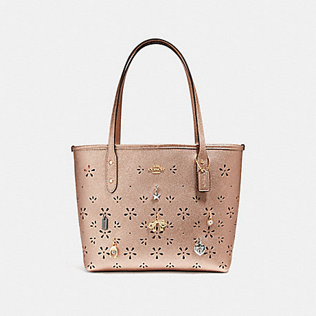 COACH MINI CITY TOTE WITH CHARMS - rose gold/imitation gold - f28056