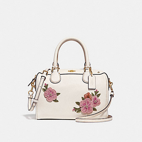 COACH MINI BENNETT SATCHEL WITH FLORAL EMBROIDERY - CHALK MULTI/IMITATION GOLD - f28075