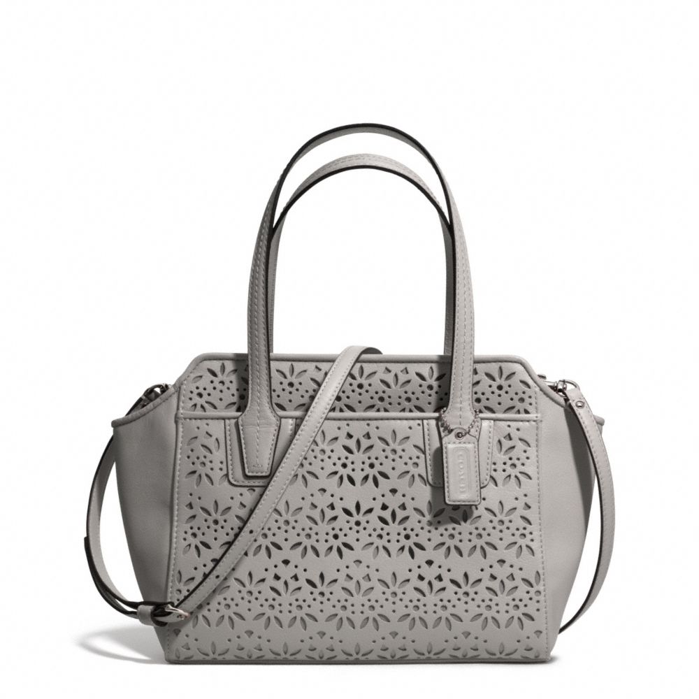 COACH TAYLOR EYELET LEATHER BETTE MINI TOTE CROSSBODY - SILVER/GREY - F28081