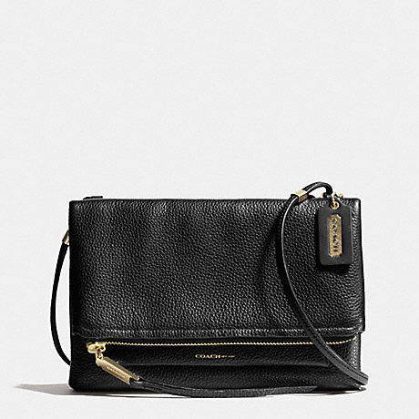 COACH THE URBANE CROSSBODY BAG  IN PEBBLED LEATHER -  LIGHT GOLD/BLACK - f28121