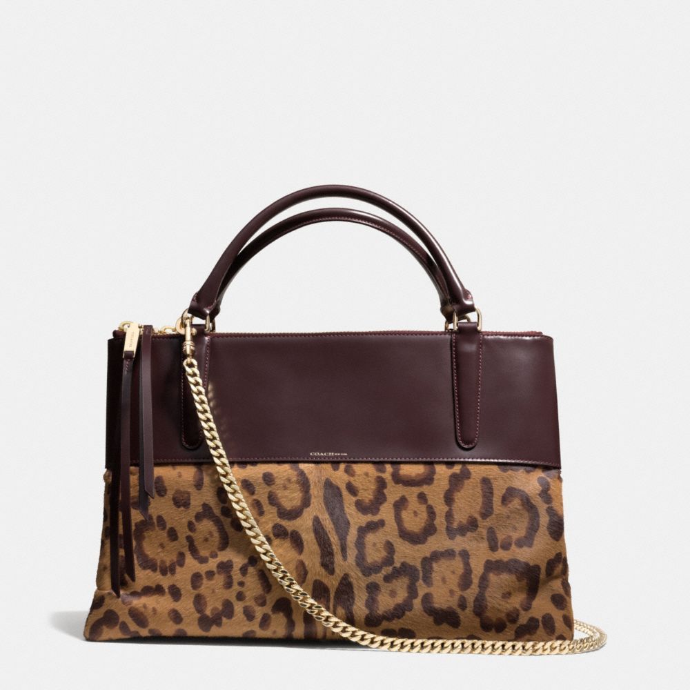 THE LEOPARD HAIRCALF BOROUGH BAG - COACH f28144 - LIGHT GOLD/PORT/MULTICOLOR