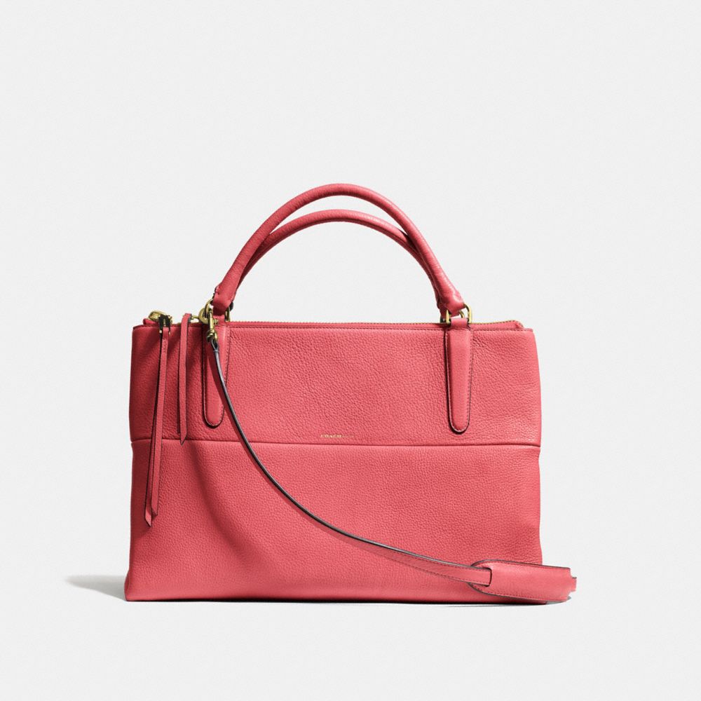 THE BOROUGH BAG IN PEBBLE LEATHER - COACH F28160 -  GOLD/LOGANBERRY