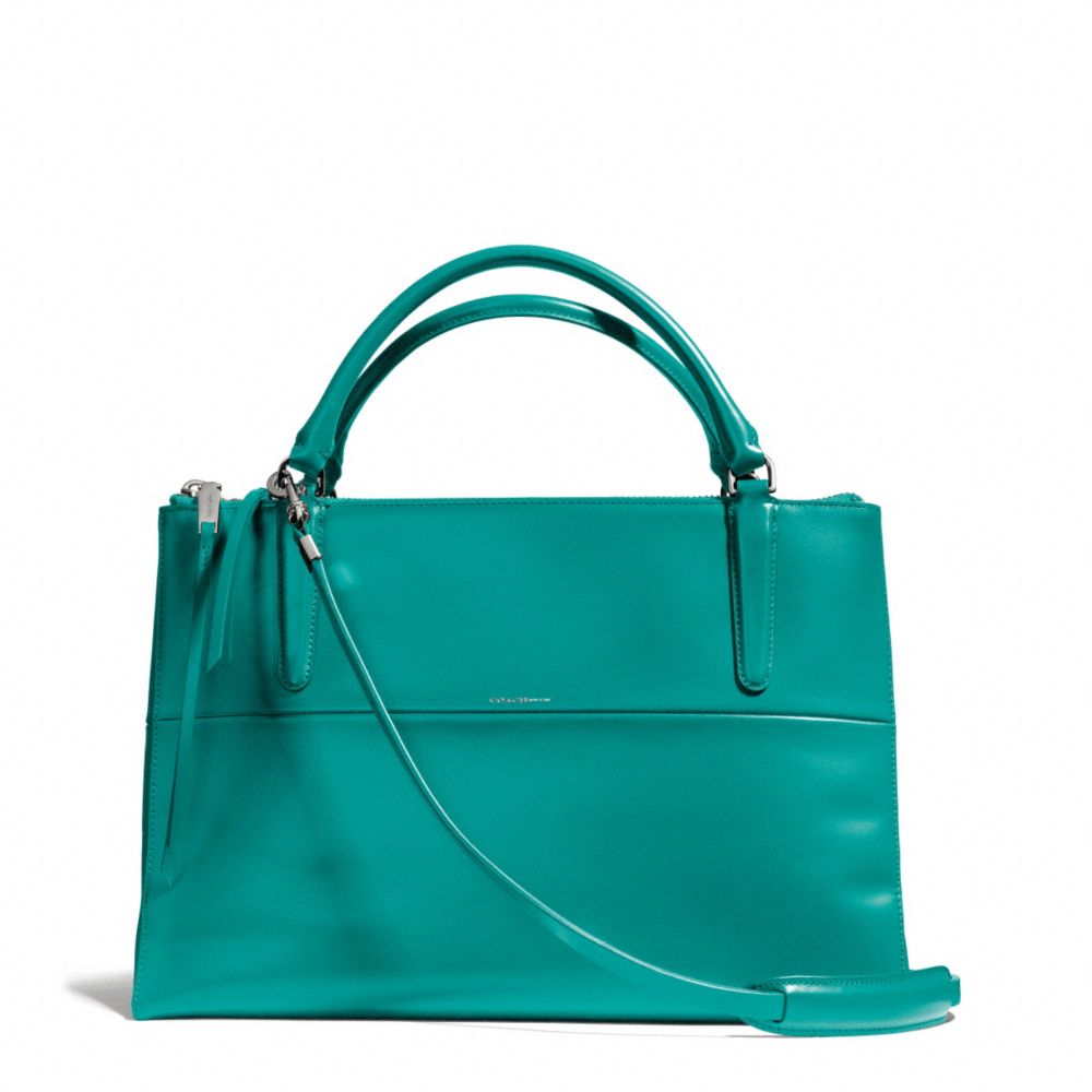 COACH THE POLISHED CALFSKIN BOROUGH BAG - SILVER/TEAL - F28165