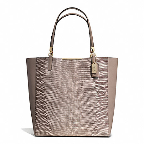 COACH MADISON LIZARD EMBOSSED LEATHER NORTH/SOUTH BONDED TOTE - LIGHT GOLD/FAWN - f28171
