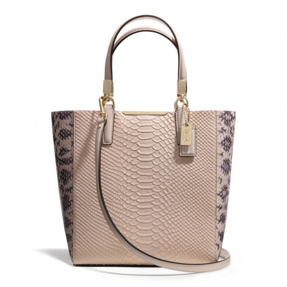 MADISON PYTHON EMBOSSED MINI NORTH/SOUTH BONDED TOTE - COACH F28173 - LIGHT GOLD/BLUSH