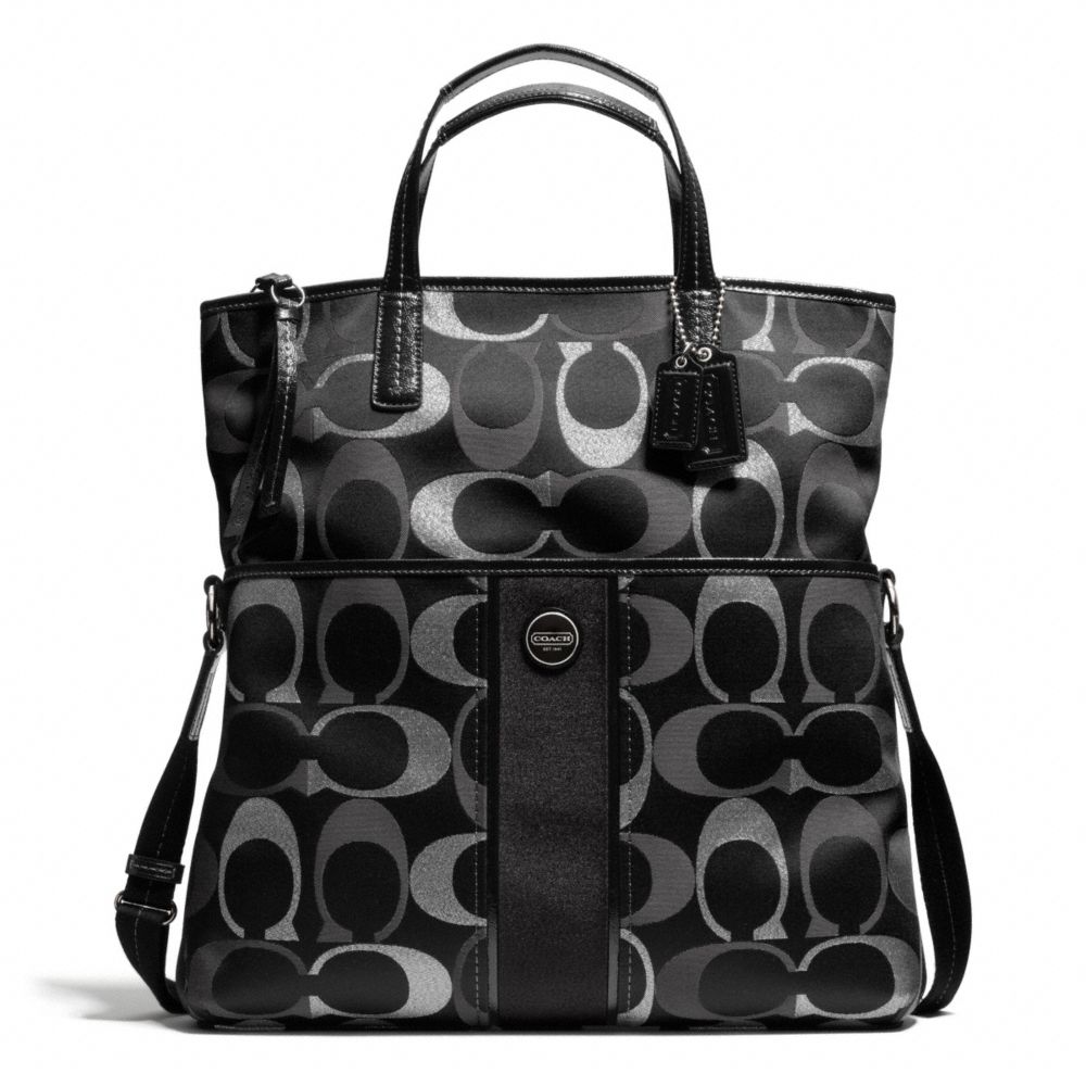 SIGNATURE MULTI STRIPE FOLDOVER TOTE - COACH f28203 - 27789