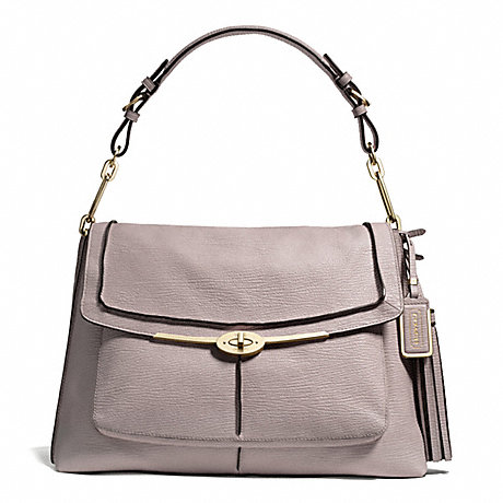 COACH MADISON PINNACLE TEXTURED LEATHER LARGE SHOULDER FLAP - LIGHT GOLD/GREY BIRCH - f28219