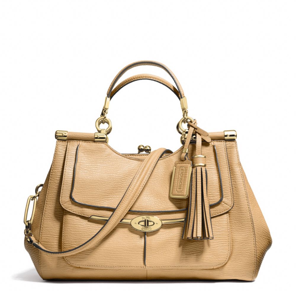 MADISON PINNACLE TEXTURED LEATHER CARRIE SATCHEL - COACH f28220 - LIGHT GOLD/TAN
