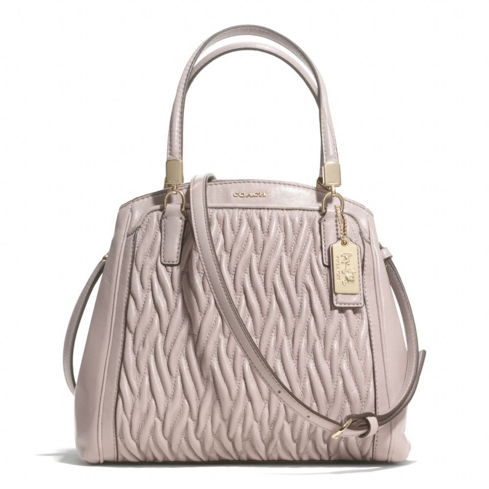 COACH MADISON GATHERED TWIST LEATHER MINETTA CROSSBODY - LIGHT GOLD/GREY BIRCH - F28250