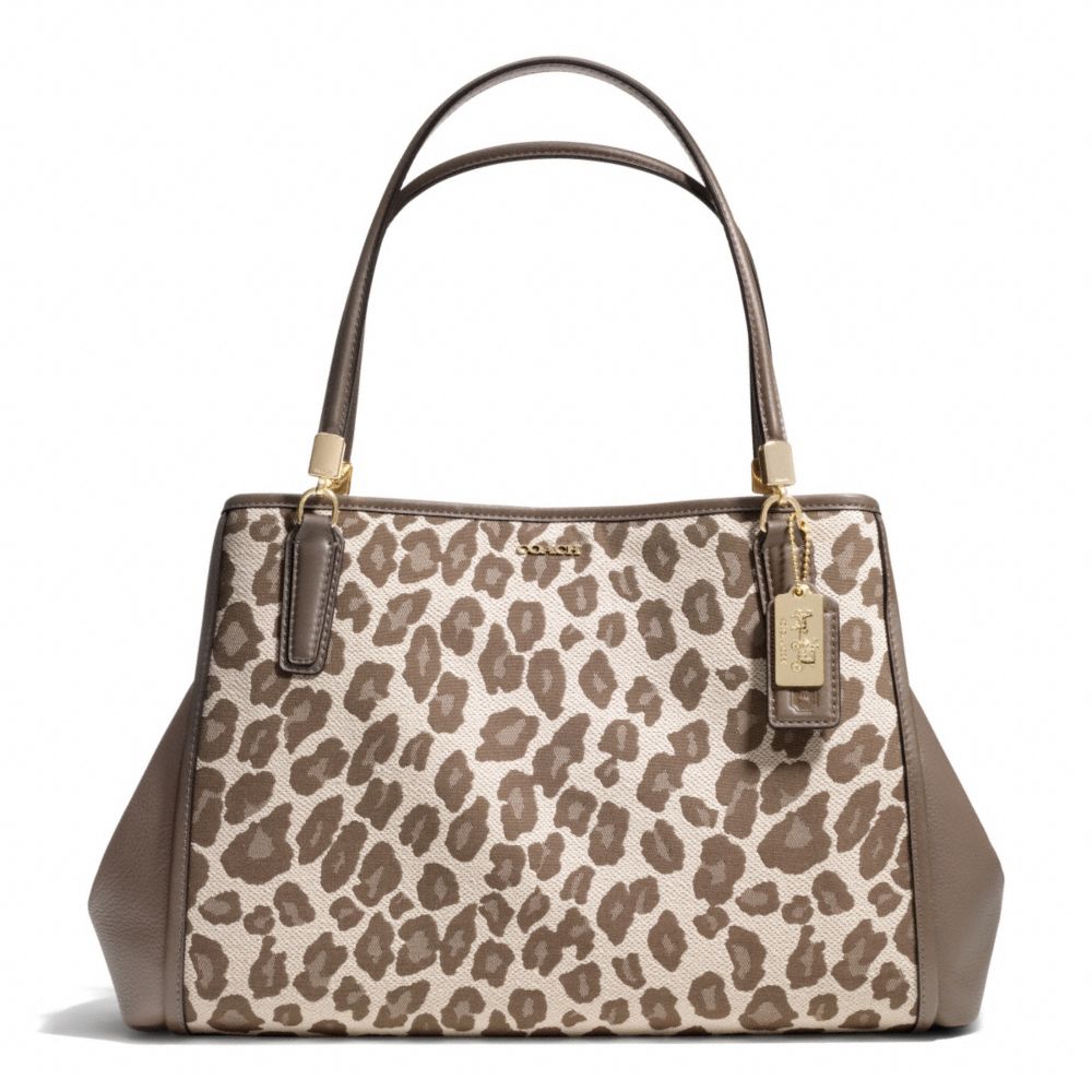 MADISON OCELOT JACQUARD CAFE CARRYALL - COACH f28256 - LIGHT GOLD/CHESTNUT