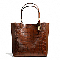 MADISON CROC EMBOSSED NORTH/SOUTH BONDED TOTE - COACH f28293 - LIGHT GOLD/COGNAC