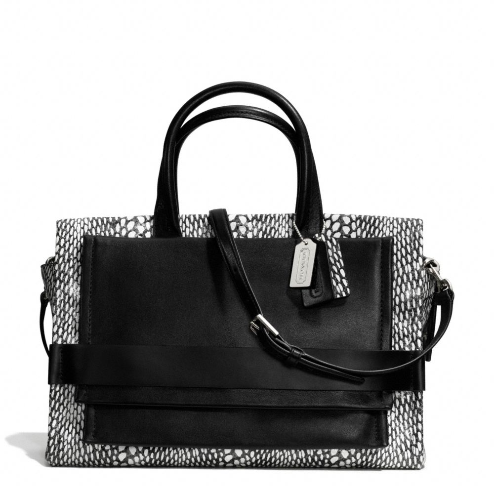 BLEECKER PAINTED SNAKE EMBOSSED LEATHER PINNACLE CARRYALL - COACH F28303 - SILVER/BLACK/WHITE