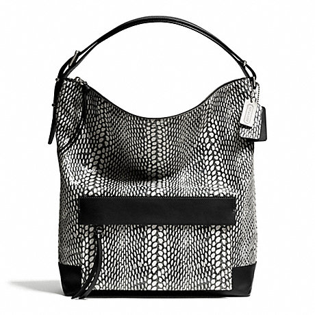 COACH BLEECKER PAINTED SNAKE EMBOSSED LEATHER PINNACLE HOBO - SILVER/BLACK/WHITE - f28308
