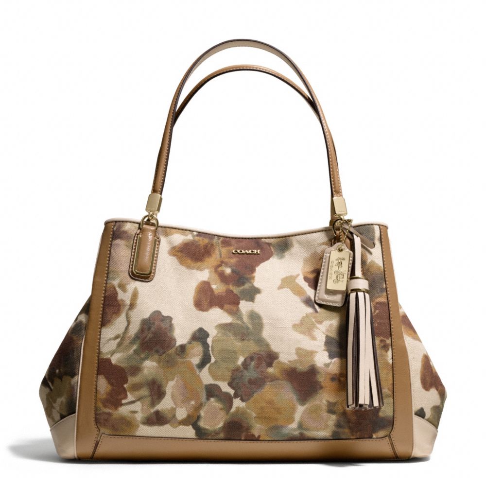 COACH MADISON CAFE CARRYALL IN CAMO PRINT FABRIC - LIGHT GOLD/MULTICOLOR - F28321