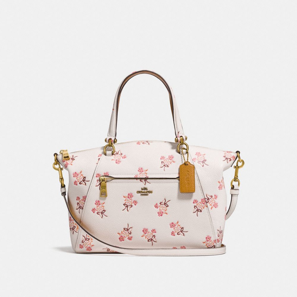 COACH PRAIRIE SATCHEL WITH FLORAL BOW PRINT - CHALK/OLD BRASS - F28483