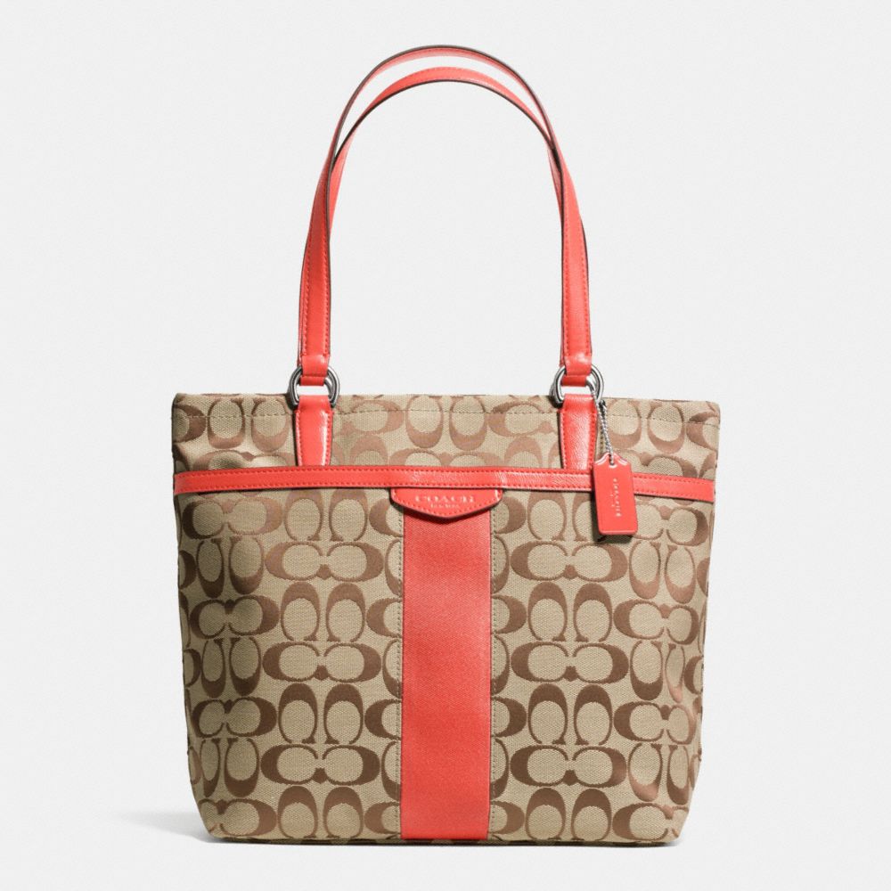 COACH SIGNATURE STRIPE 12CM TOTE - SVDI2 - F28504