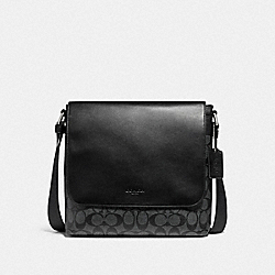 COACH CHARLES SMALL MESSENGER IN SIGNATURE CANVAS - CHARCOAL/BLACK/NICKEL - F28575