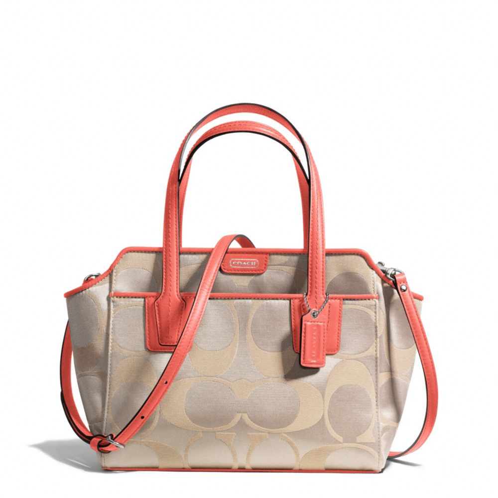 TAYLOR SIGNATURE BETTE MINI TOTE CROSSBODY - COACH f28641 - SILVER/LIGHT KHAKI/CORAL