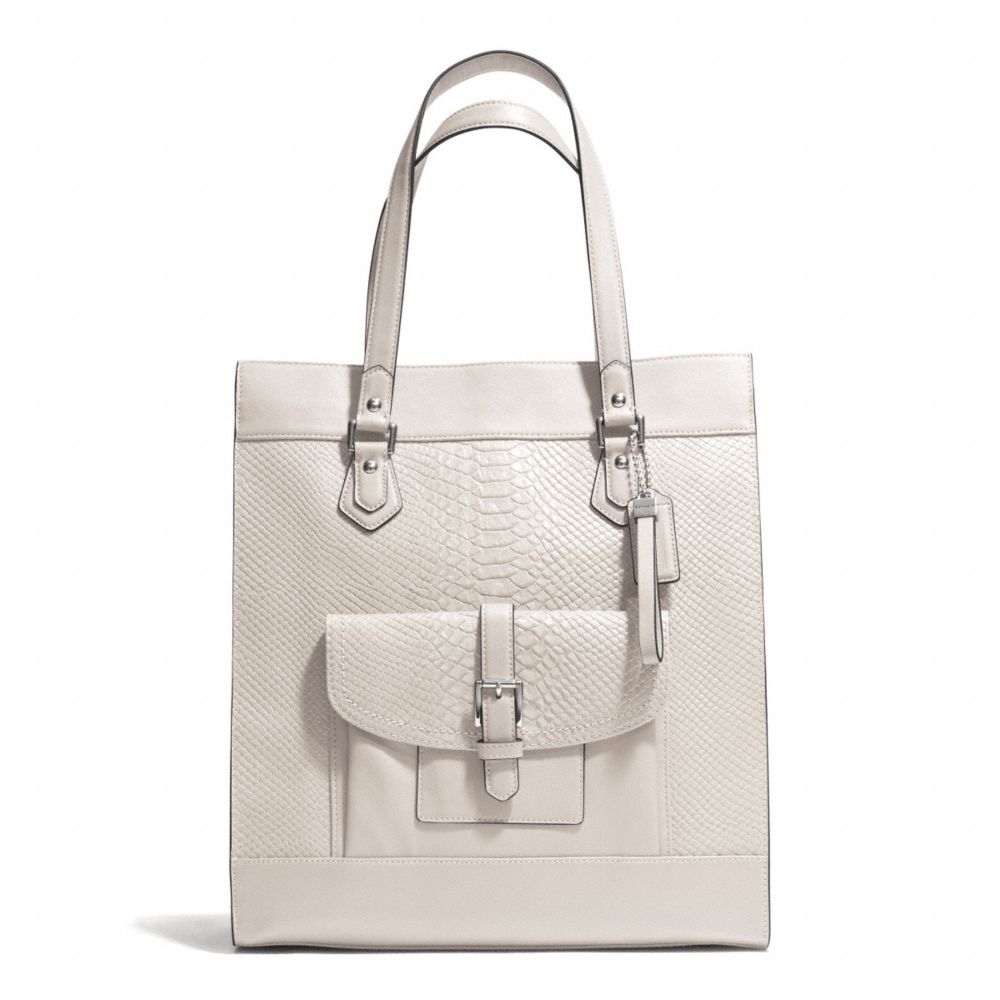 CHARLIE PYTHON TOTE - COACH f28723 -  SILVER/PARCHMENT