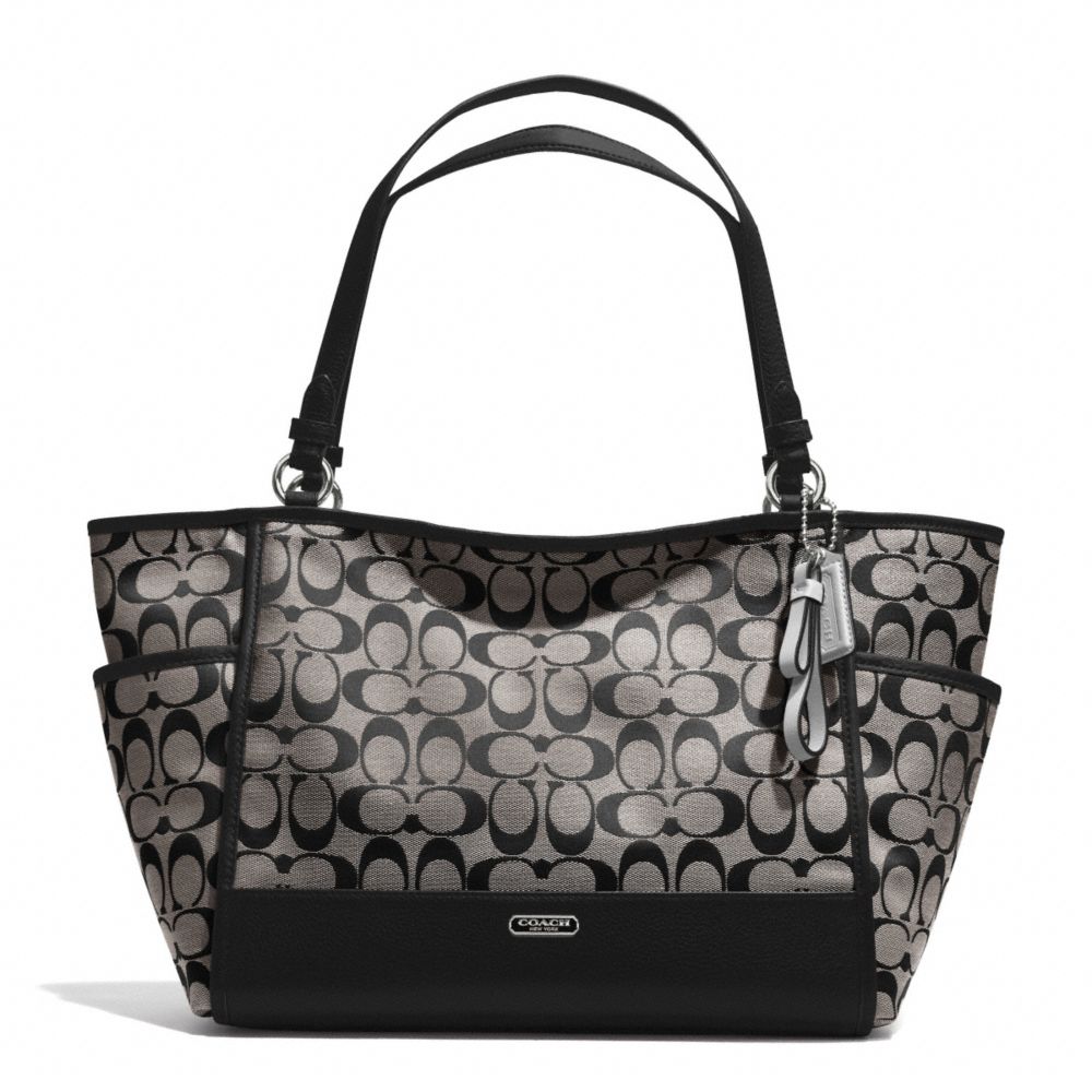 COACH PARK SIGNATURE CARRIE TOTE - SILVER/BLACK/WHITE/BLACK - F28728