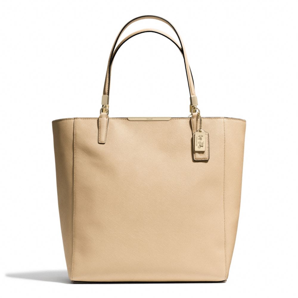 MADISON  SAFFIANO LEATHER NORTH/SOUTH TOTE - COACH f28743 - LIGHT GOLD/TAN