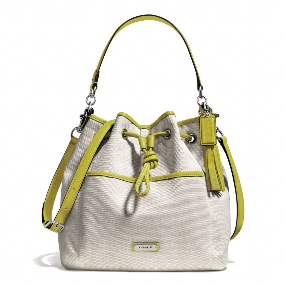 AVERY CANVAS DRAWSTRING - COACH f28913 - SILVER/NATURAL/CHARTREUSE