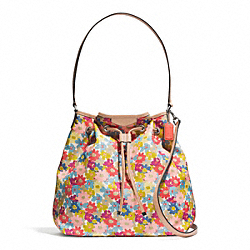 COACH SIGNATURE STRIPE FLORAL PRINT DRAWSTRING SHOULDER BAG - ONE COLOR - F28922