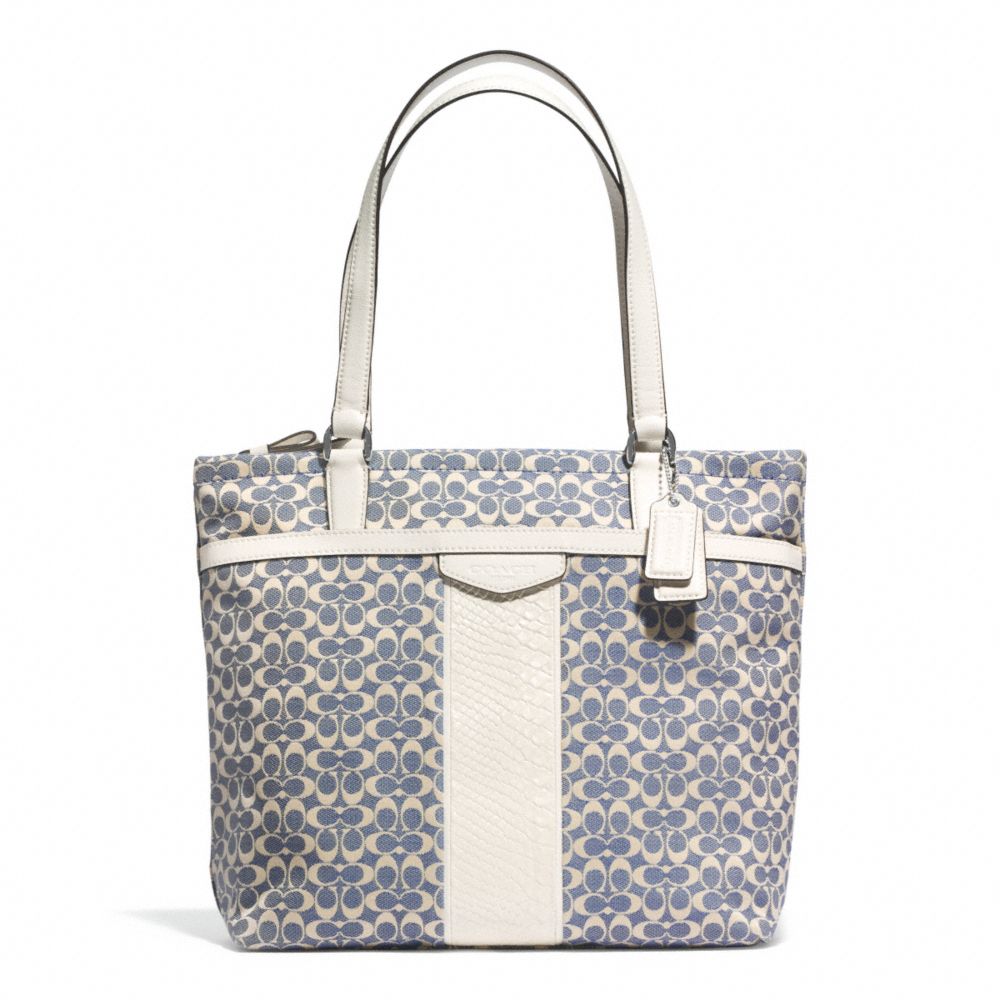 SIGNATURE STRIPE JACQUARD TOTE - COACH f28927 - 30398