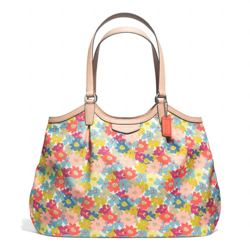 SIGNATURE STRIPE FLORAL PRINT SHOULDER BAG - COACH f28931 - 30989