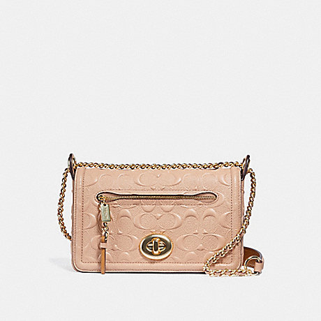 COACH LEX SMALL FLAP CROSSBODY IN SIGNATURE LEATHER - nude pink/imitation gold - f28935