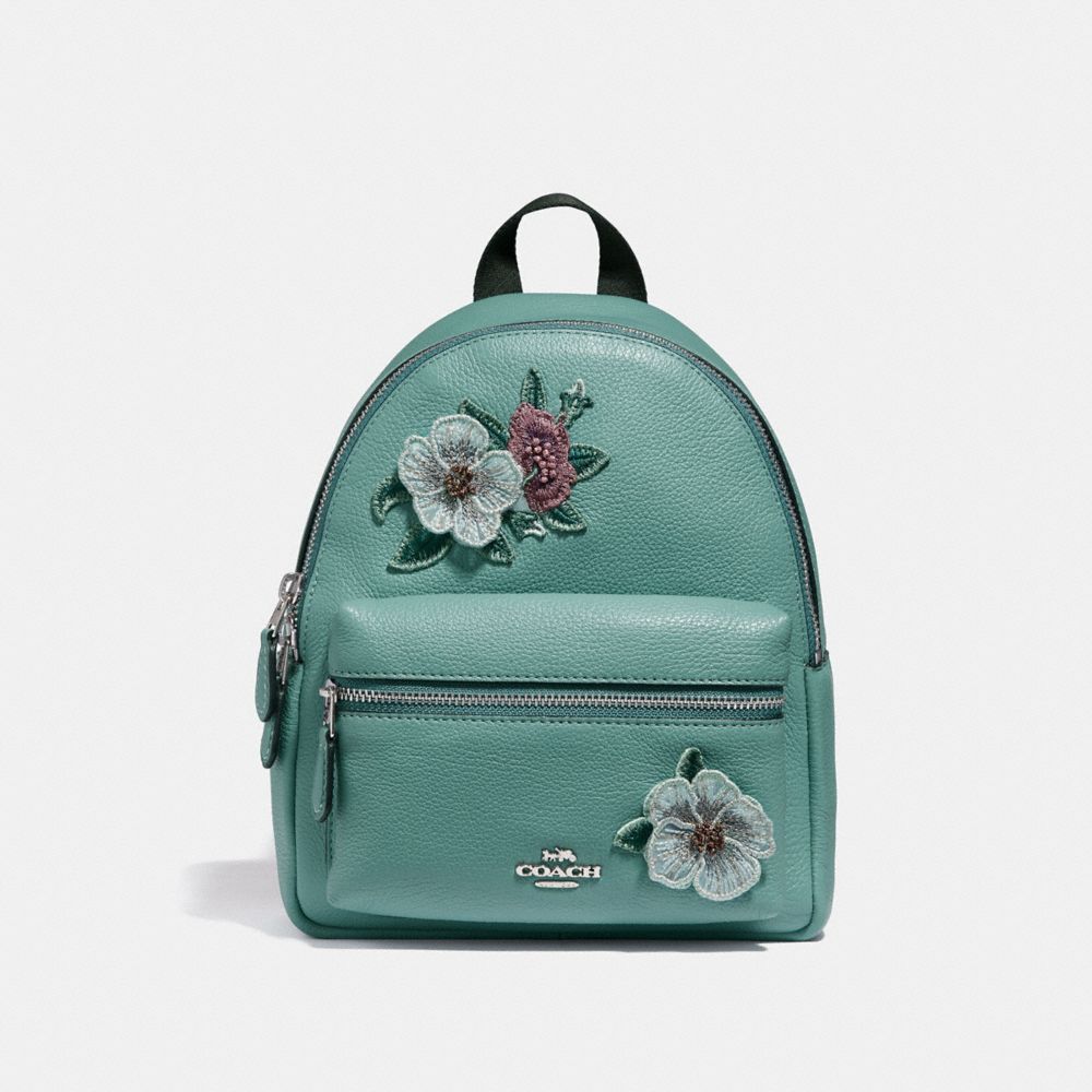 COACH MINI CHARLIE BACKPACK WITH HAWAIIAN FLORAL EMBROIDERY - SVNGV - F28953