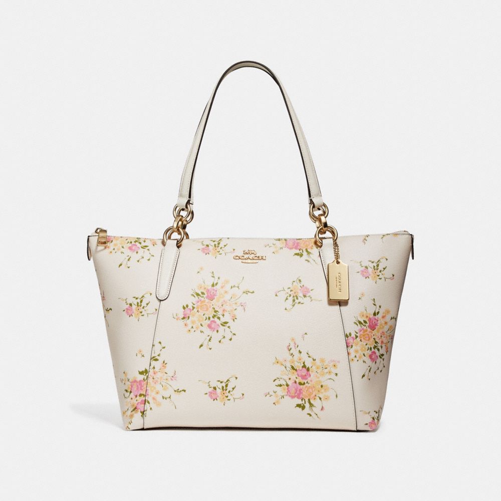 COACH AVA TOTE WITH FLORAL BUNDLE PRINT - CHALK MULTI/IMITATION GOLD - F28965