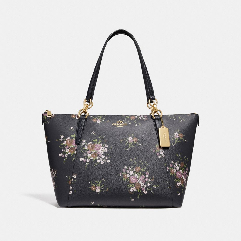 COACH AVA TOTE WITH FLORAL BUNDLE PRINT - MIDNIGHT MULTI/IMITATION GOLD - F28965