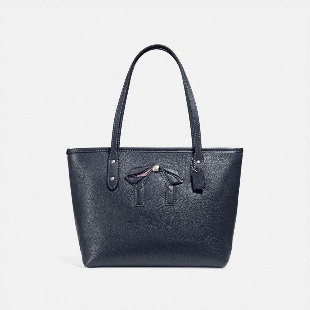 COACH MINI CITY ZIP TOTE WITH BOW - SILVER/MIDNIGHT - F28988