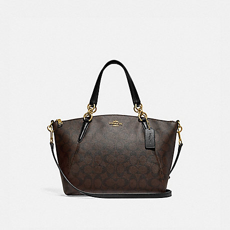 COACH SMALL KELSEY SATCHEL IN SIGNATURE CANVAS - BROWN/BLACK/LIGHT GOLD - F28989