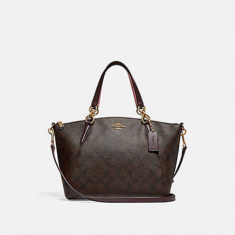 COACH SMALL KELSEY SATCHEL IN SIGNATURE CANVAS - BROWN/OXBLOOD/IMITATION GOLD - f28989