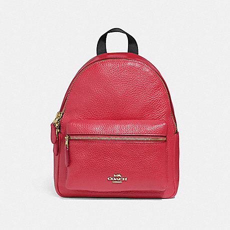 COACH MINI CHARLIE BACKPACK - TRUE RED/LIGHT GOLD - F28995