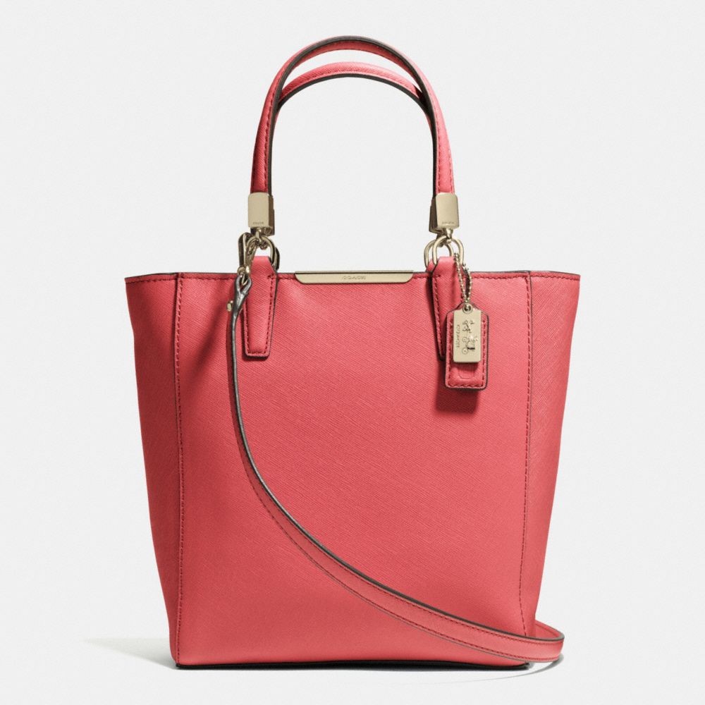 MADISON MINI NORTH/SOUTH TOTE IN SAFFIANO LEATHER - COACH f29001 -  LIGHT GOLD/LOGANBERRY