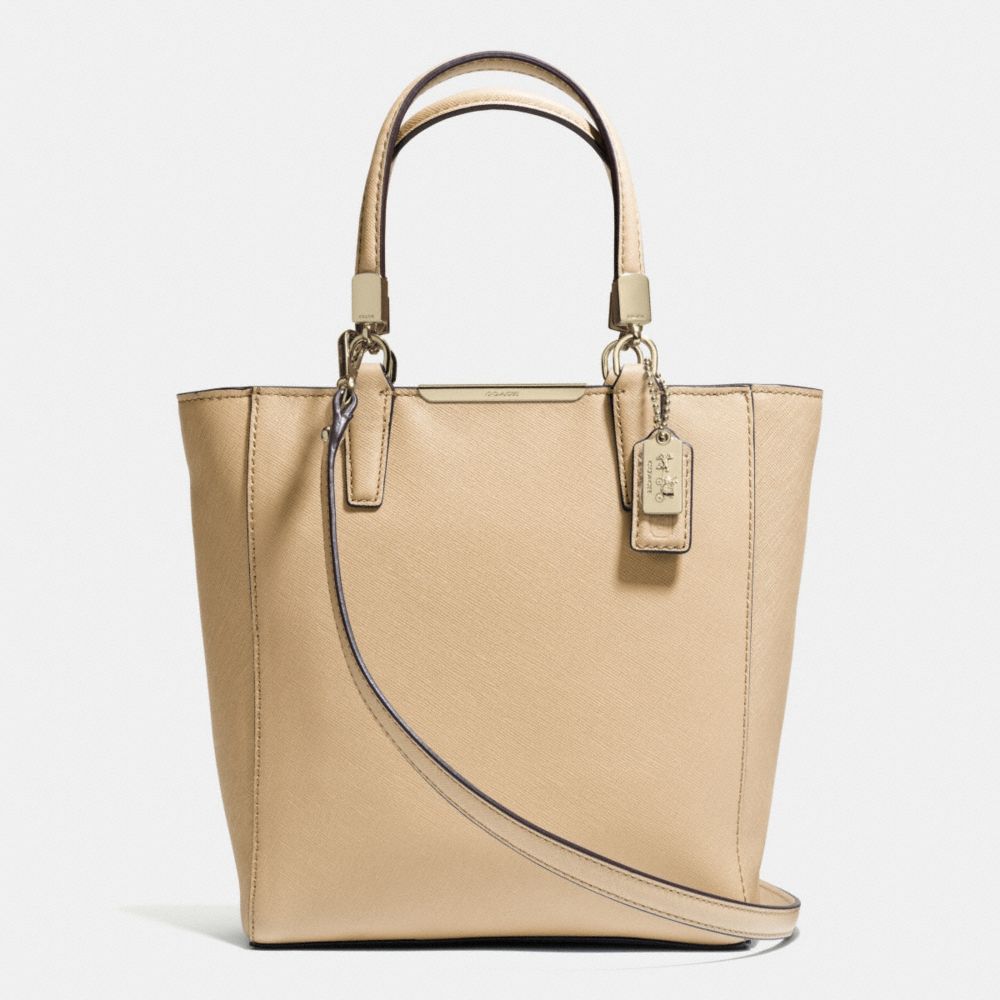 MADISON SAFFIANO LEATHER MINI NORTH/SOUTH TOTE - COACH f29001 -  LIGHT GOLD/TAN