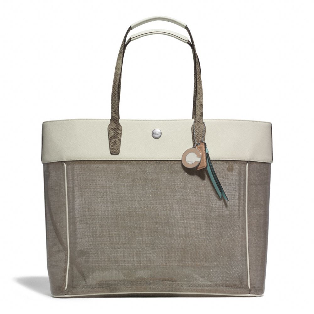 BEACH CLEAR LARGE TOTE - COACH f29102 - SILVER/NATURAL