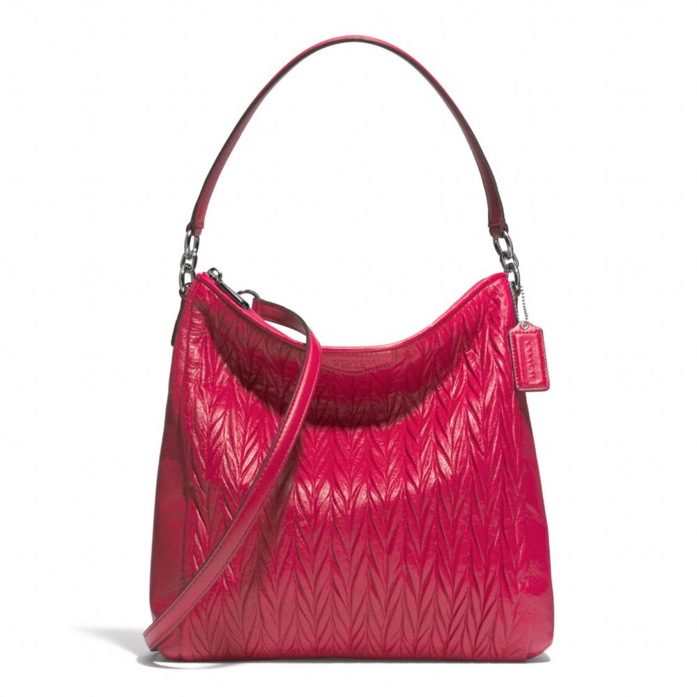 COACH GATHERED CONVERTIBLE HOBO - SILVER/RASPBERRY - F29167