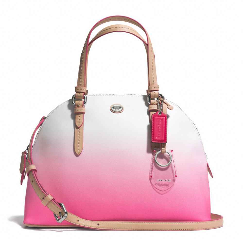 COACH PEYTON OMBRE CORA DOMED SATCHEL - SILVER/POMEGRANATE - F29282