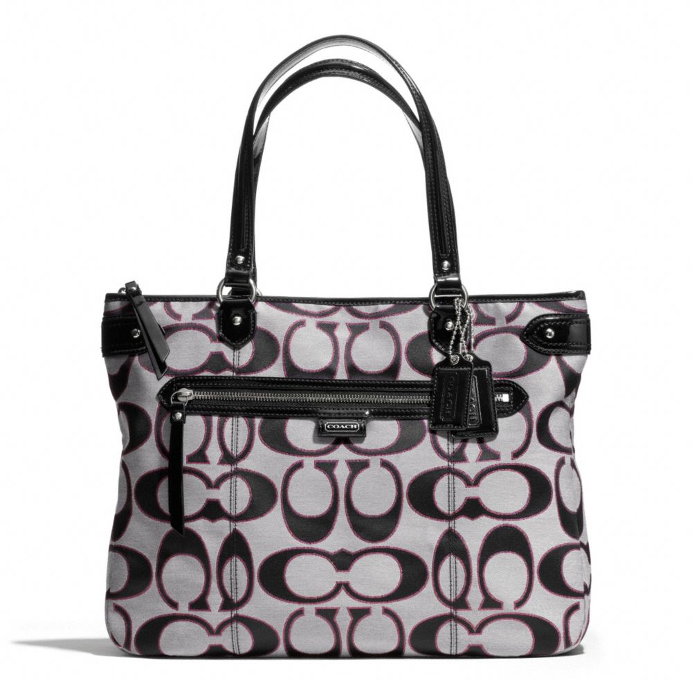 COACH DAISY OUTLINE SIGNATURE TOTE - SILVER/MOONLIGHT/PK SCARLET - F29302