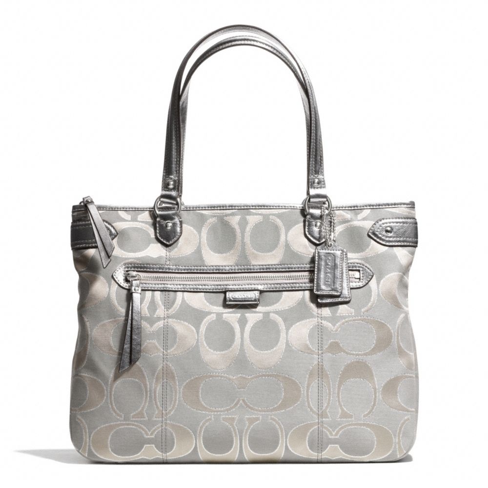 COACH DAISY OUTLINE SIGNATURE TOTE - SILVER/DOVE - F29302