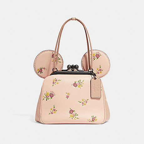 COACH KISSLOCK BAG WITH FLORAL MIX PRINT AND MINNIE MOUSE EARS - VINTAGE PINK MULTI/LIGHT GOLD - f29351