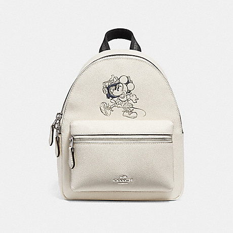 COACH MINI CHARLE BACKPACK WITH MINNIE MOUSE MOTIF - SILVER/CHALK - f29353