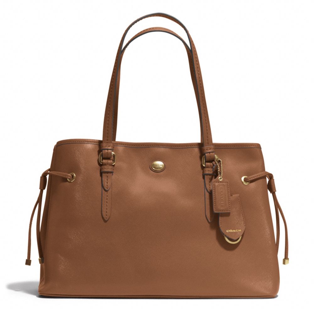 COACH PEYTON LEATHER DRAWSTRING CARRYALL - BRASS/SADDLE - F29362