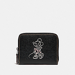 COACH SMALL ZIP AROUND WALLET WITH MINNIE MOUSE MOTIF - ANTIQUE NICKEL/BLACK MULTI - F29377